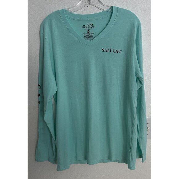 SALT LIFE Women's Maritime Marlin Long Sleeve V-Neck Tee Size M - Picture 10 of 11